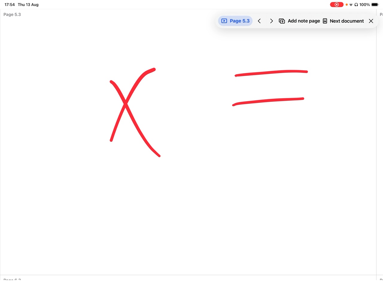 Real Peregra footage showing handwritten Apple Pencil annotations on a lesson page